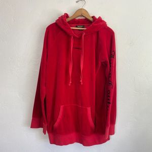 Juicy Couture Red Sweatshirt Hoodie Dress Women Medium Long Sleeve Velour Flaw
